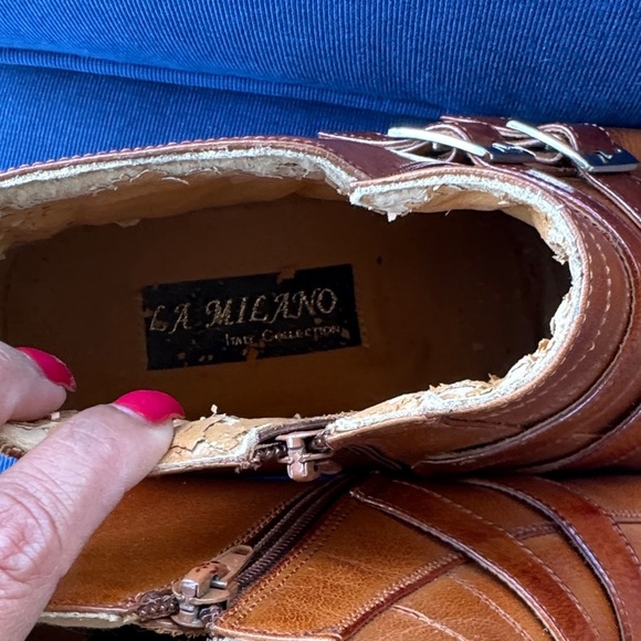 Men's Tan Leather Chukka Boots with Double Buckle - Picture 5 of 7